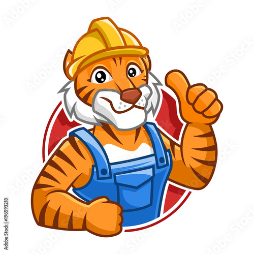Fototapeta Naklejka Na Ścianę i Meble -  Worker Tiger mascot character design