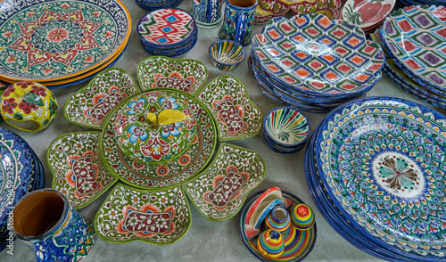 Traditional Uzbekistan pottery and plates