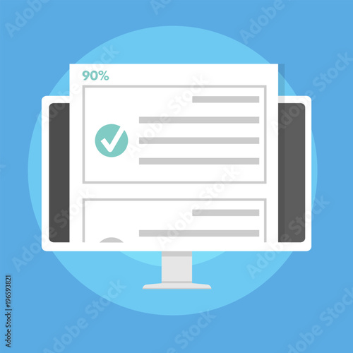 Online quiz, test, survey or checklist. Exam list. E-education concept. Vector illustration.