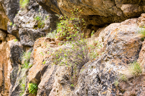 Large rocks in the mountains as a background