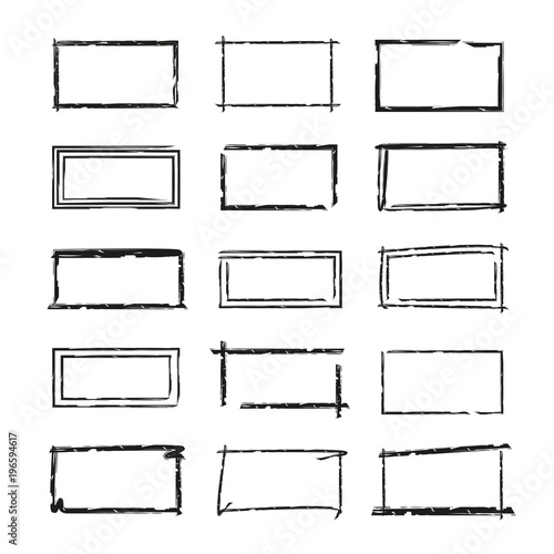hand drawn diagram elements, arrows, circle and rectangle set