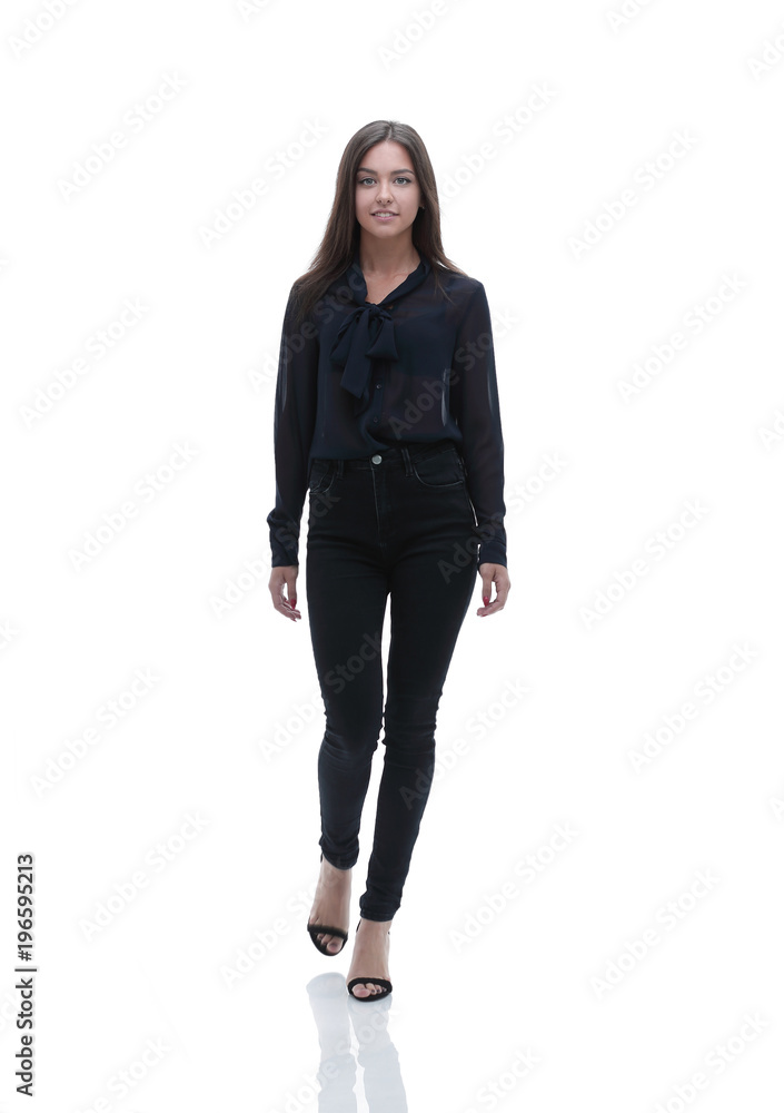 confident young business lady goes ahead confident young business lady goes ahead