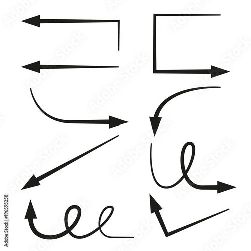 hand drawn diagram elements, arrows, circle and rectangle set