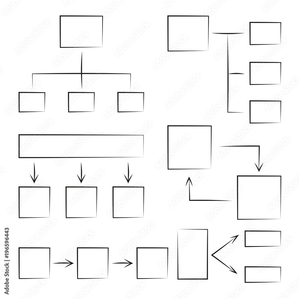 hand drawn diagram template set