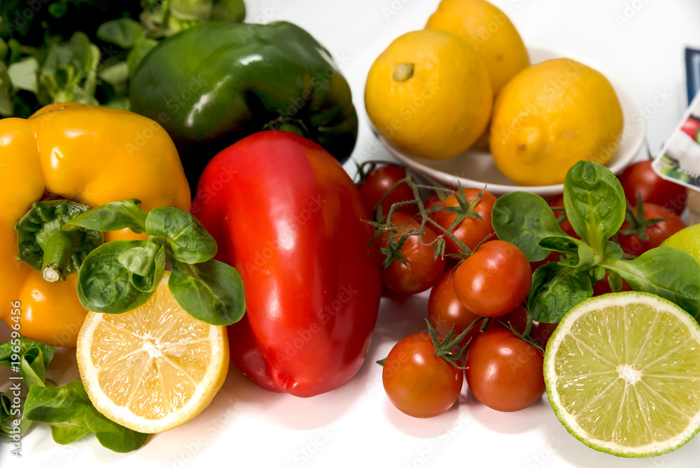 fresh raw vegetables, salad preparation, pepper, tomatoes, cucumber, fresh salad, lime, lemon, cheese fresh raw vegetables, salad preparation, pepper, tomatoes, cucumber, fresh salad, lime, lemon, cheese