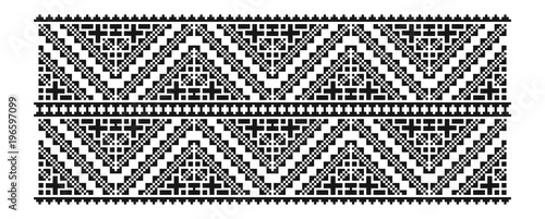 Traditional Romanian folk art knitted embroidery pattern