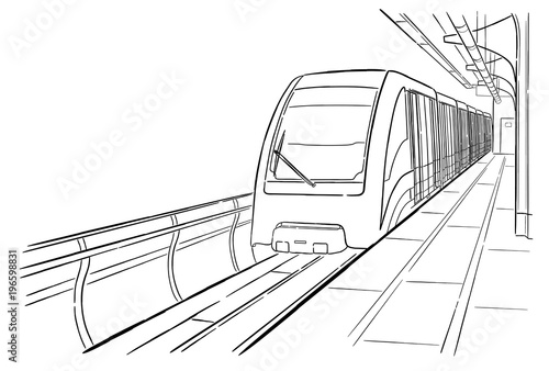 Hand drawn sketch Moscow light metro station