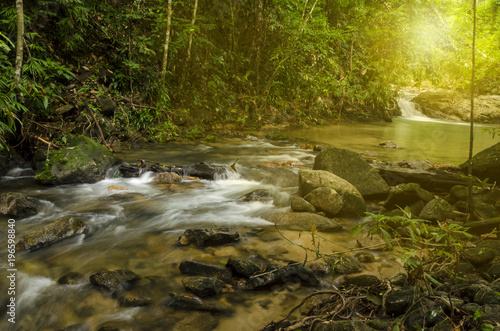 Water falls landscape colorful leaves on trees