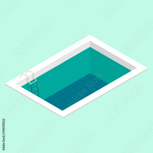 Swimming pool. Isometric concept design. Vector illustration