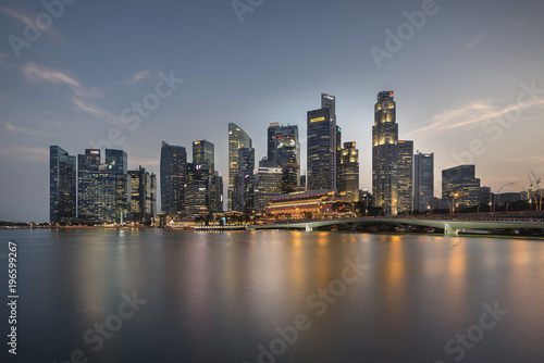 Skyline of Sigapore Business District at Blue Hour