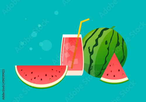 Watermelon smoothies with sliced watermelon.
