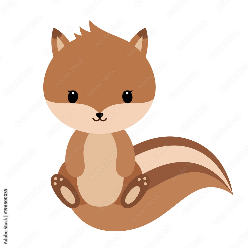 Adorable squirrel in modern flat style. Vector illustration.