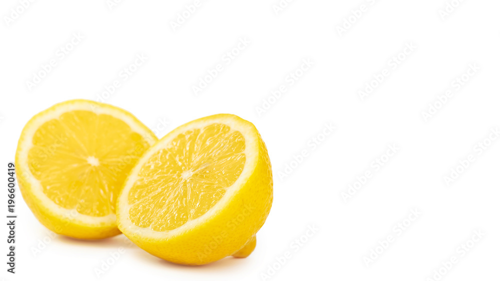 Vitamin yellow lemon. Isolated on white background. copy space, template Vitamin yellow lemon. Isolated on white background. copy space, template