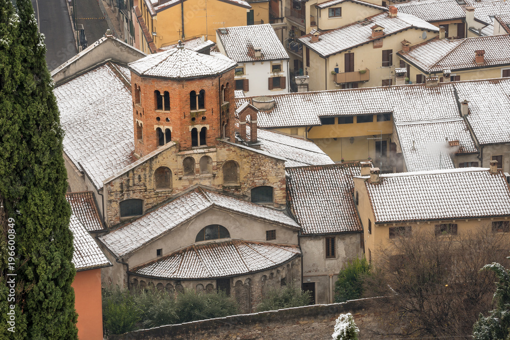 Saint Stephen Church with Snow - Verona Italy