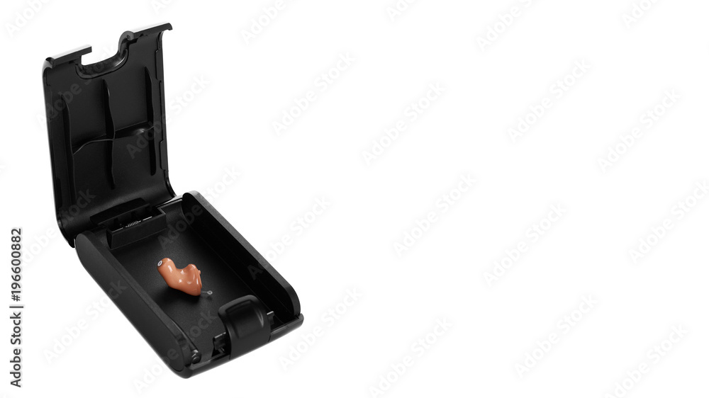 hearing aid device isolated on white background. copy space, template hearing aid device isolated on white background. copy space, template