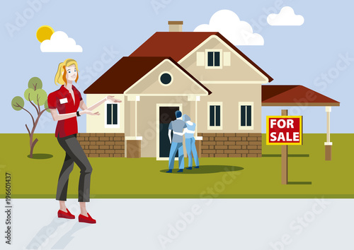 Real Estate Saleswoman Showing a Recent Construction House