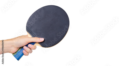 ping-pong in hand isolated on white background. copy space, template