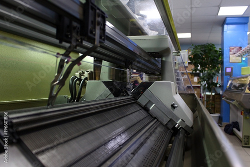 Knitting machine in the factory