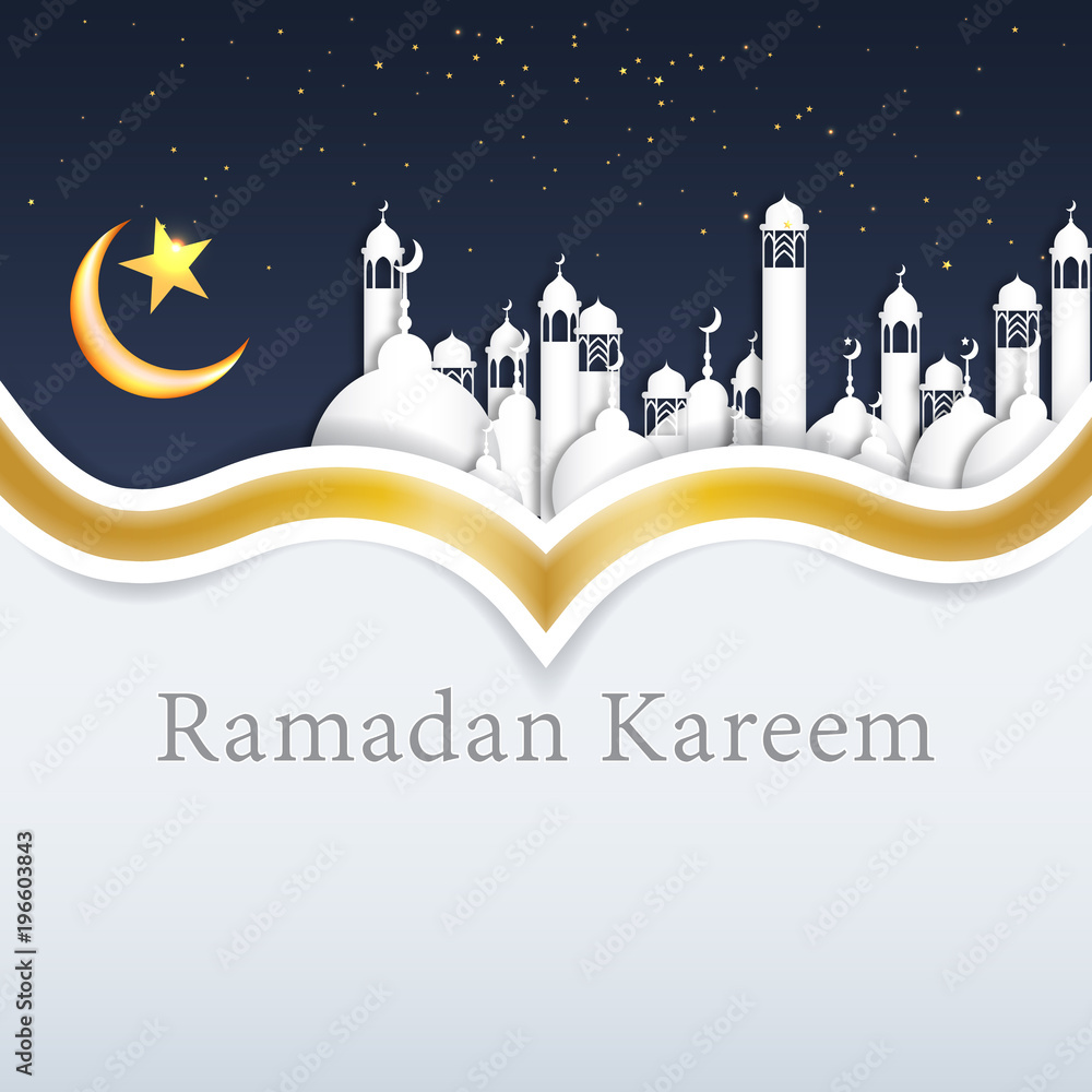 Modern Ramadan Kareem background icon vector illustration design graphic with islamic crescent moon 3D. Modern Ramadan Kareem background icon vector illustration design graphic with islamic crescent moon 3D.