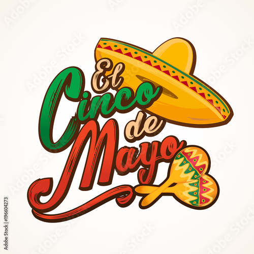 Cinco de Mayo lettering greeting text vector illustration © subhanbaghirov