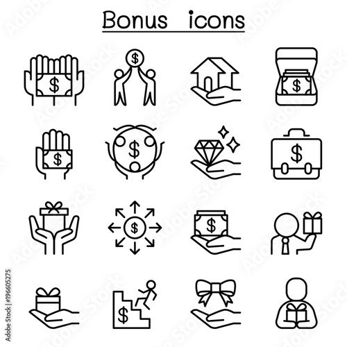 Bonus icon set in thin line style