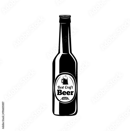 Beer bottle. Craft beer icon. Alcohol drink logo.  illustration.