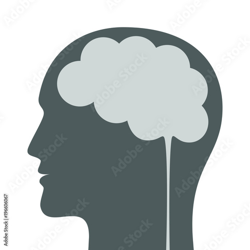 Abstract outline human head with place for thoughts in brain. Vector illustration isolated on white background