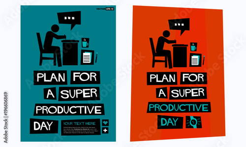 Plan For A Super Productive Day Poster In Flat Style Retro Design With Text Box Template