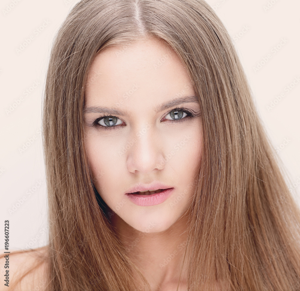 portrait of young modern girl with long hair portrait of young modern girl with long hair