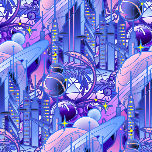 Graphic pattern of futuristic city