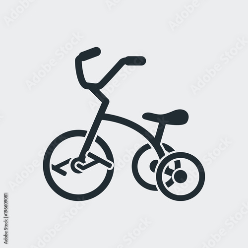 Icono plano triciclo en fondo gris photo