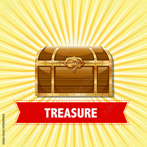 Treasure chest on yellow background