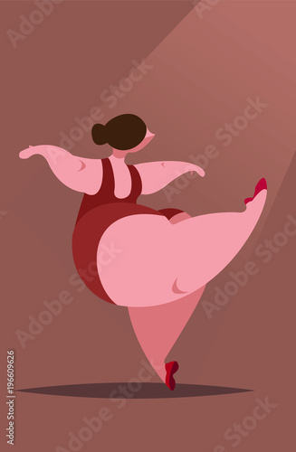 Vector illustration of fat ballet dancer