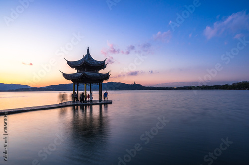 Jixian pavilion in hangzhou china during sunset © THINK b