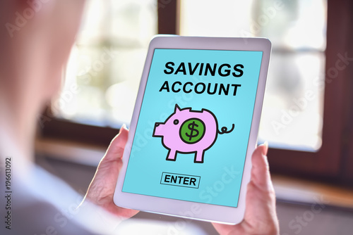 Savings account concept on a tablet
