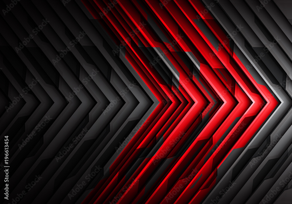 Abstract red gray metal arrow pattern 3D design modern futuristic ...