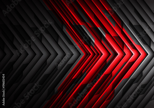 Abstract red gray metal arrow pattern 3D design modern futuristic background vector.