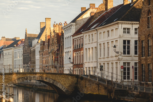 beautiful colorful houses, old bridge and canal in brugge, belgium © LIGHTFIELD STUDIOS