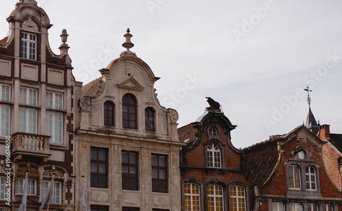 beautiful traditional buildings in historical quarter of mechelen, belgium