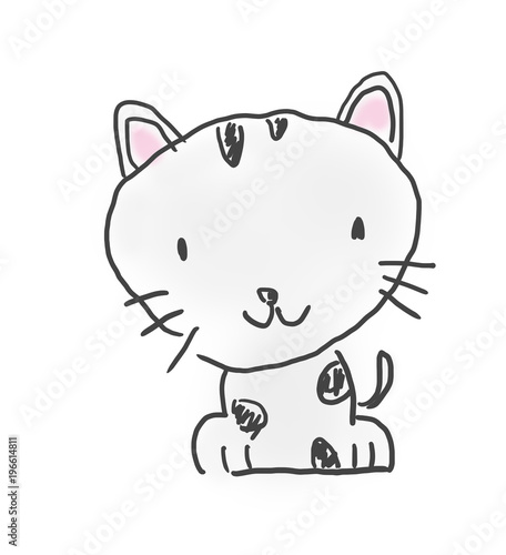 猫ちゃん かわいいゆるい動物キャラ子供の落書き風イラスト Stock Illustration Adobe Stock