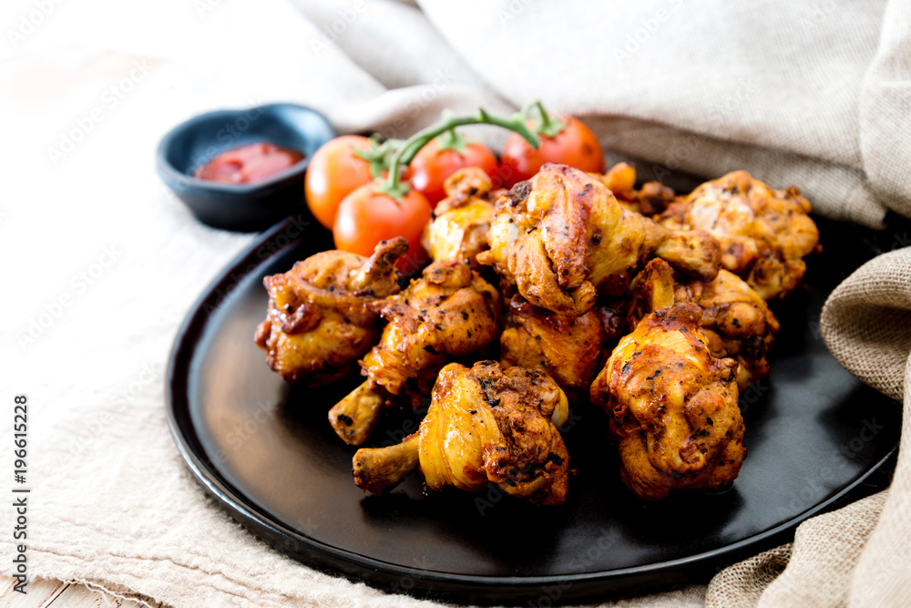 Fototapeta premium roasted sleeves chicken barbecue sauce