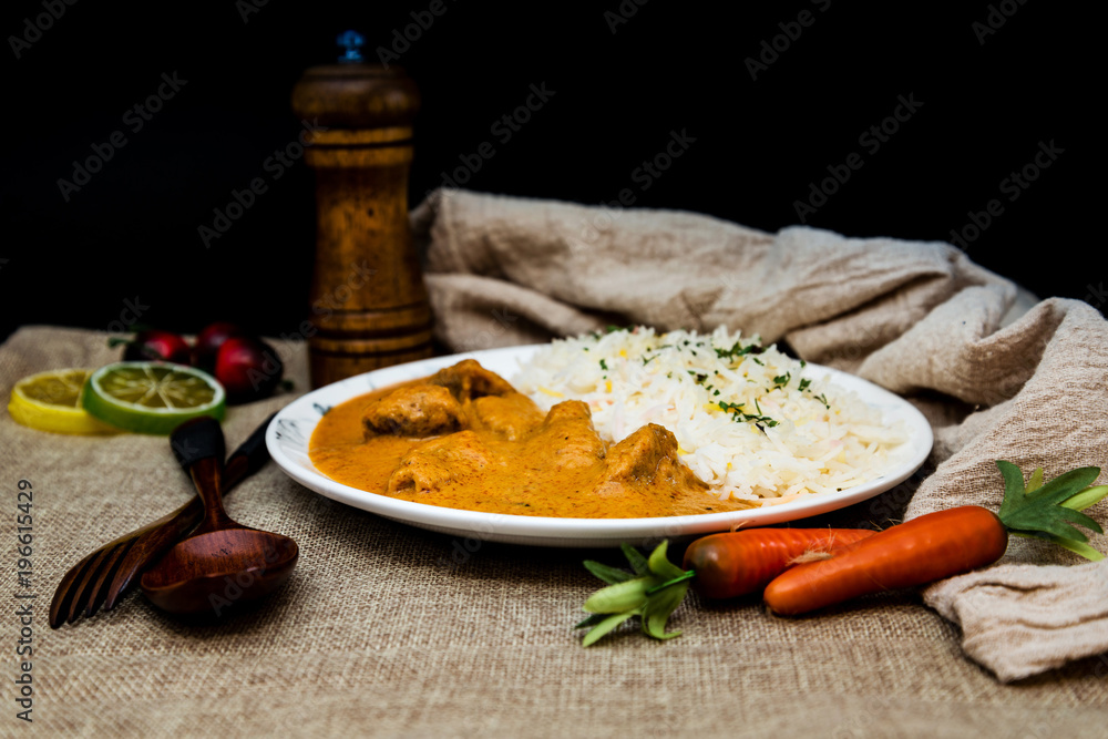 Handmade Indian curry chicken rice