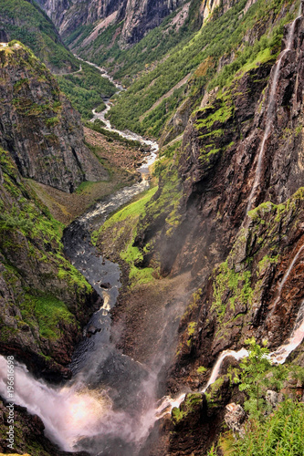 Beautiful waterfalls in the Norwegian mountains, Norway, Scandinavia