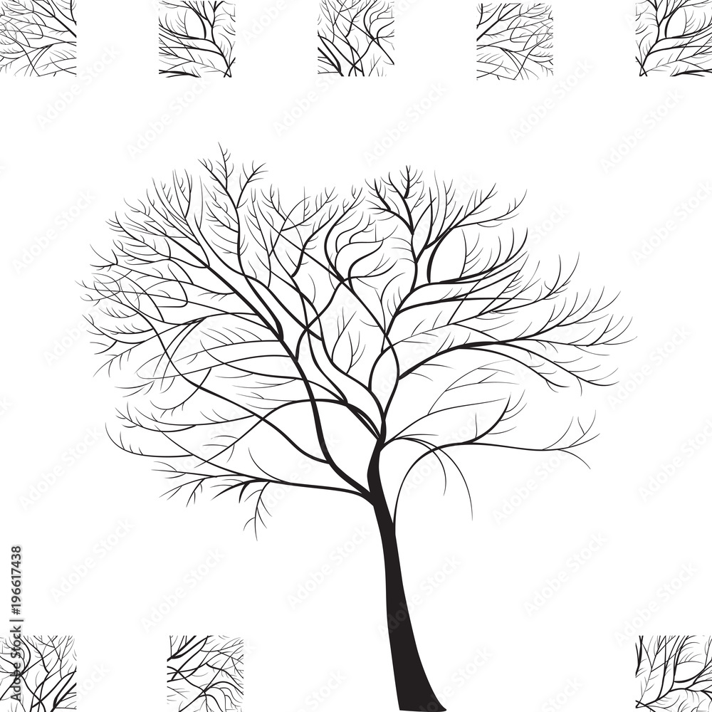 Obraz premium Black Tree Hand Drawn Silhouette