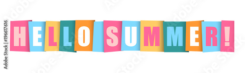 "HELLO SUMMER" Overlapping Letters Vector Icon