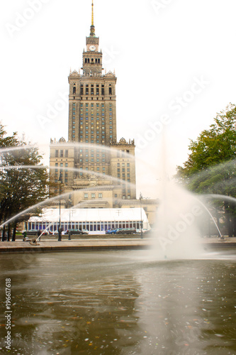 Warsaw Palace of Culture and Science is the city's most visible landmark and tallest building in Poland and fountain there