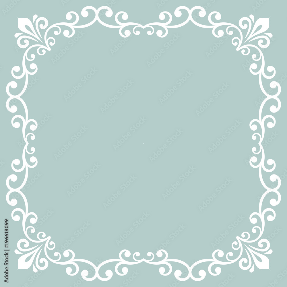 Classic white square frame with arabesques and orient elements. Abstract ornament with place for text. Vintage pattern Classic white square frame with arabesques and orient elements. Abstract ornament with place for text. Vintage pattern