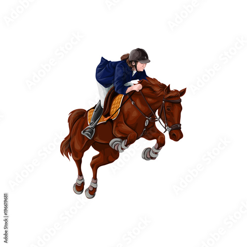 Woman, Girl riding horses Vector Illustration, isolated. © Yuliya