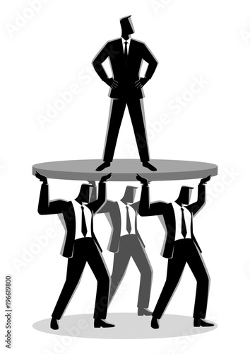 Businessman supported by business colleagues