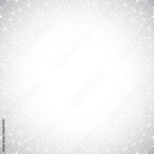 Geometric grey background molecule and communication . Connected lines with dots. Abstract molecule illustration. Molecule composition for your design